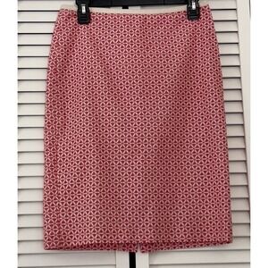 TALBOTS Kelly Pink Women's Size 2 Eyelet Lace Pencil Skirt 100%‎ Cotton